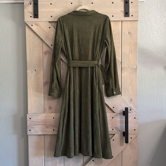 Lulus Casual Affection Olive Green Corduroy Midi Dress With Pockets - Size XL - Picture 3 of 8